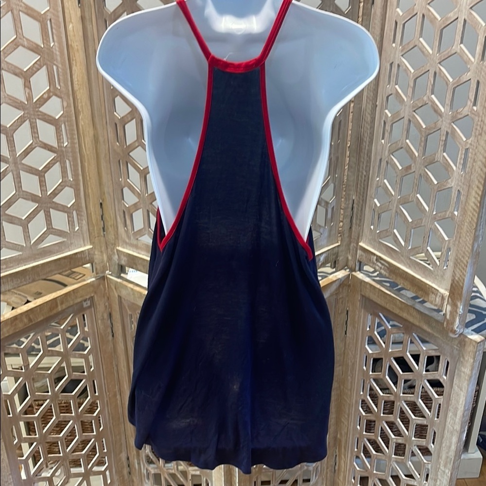 Navy Star Print Women's Tank Top - Picture 6 of 8